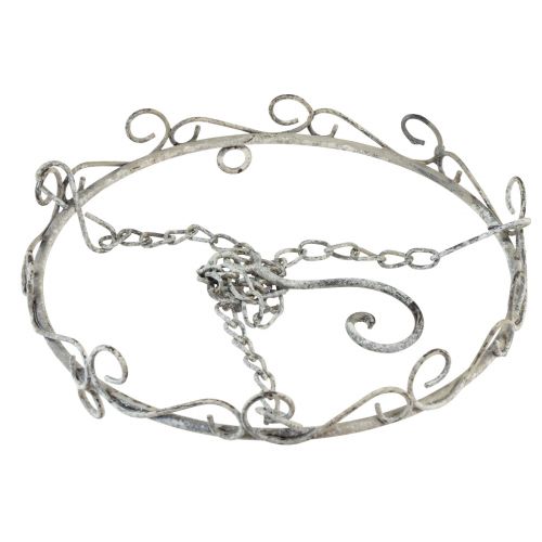 Floristik24 Pakabinama apdaila metalo apdaila pilka balta vintažinė Ø20cm H30cm
