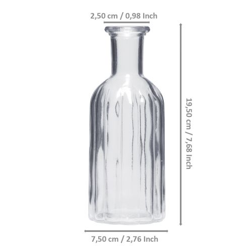 daiktų Butelio vaza, stiklinė vaza, aukšta vaza, skaidri, Ø7,5 cm, aukštis19,5 cm, 2 vnt.