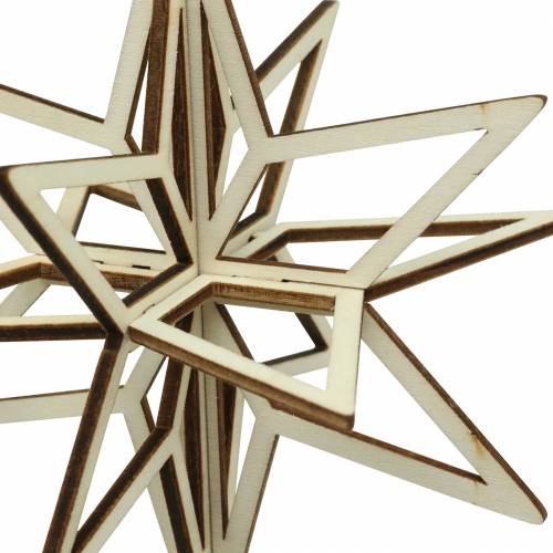 Floristik24 3D žvaigždės mediena pakabinti 13,5cm 6vnt