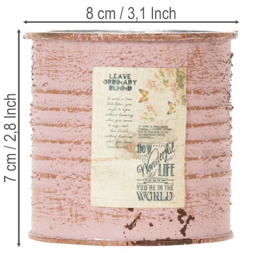 daiktų Dekoratyvinis skardinis apvalus sendintos rožės metalinis vazonas Ø8cm A7.5cm