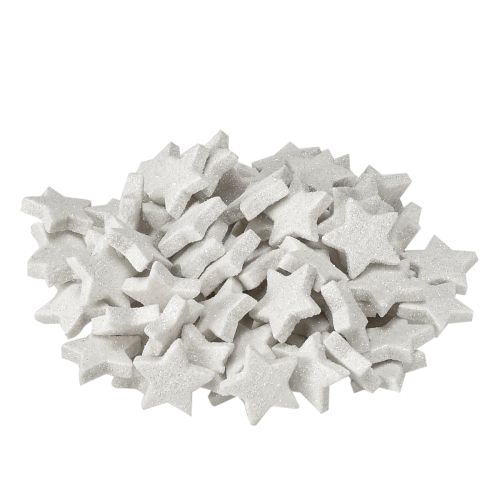 daiktų Išsklaidytos žvaigždės su blizgučiais kreminės spalvos 2,5 cm 96 vnt.