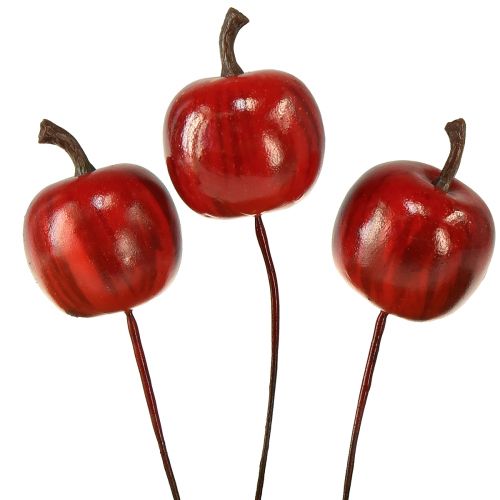 Floristik24 Mini obuoliukai ant vielos 3cm blizgantys 24 vnt