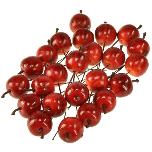 daiktų Mini obuoliukai ant vielos 3cm blizgantys 24 vnt