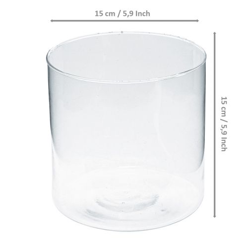 daiktų Stiklinė vaza stiklinė cilindrinė gėlių vaza stiklo dekoracija H15cm Ø15cm