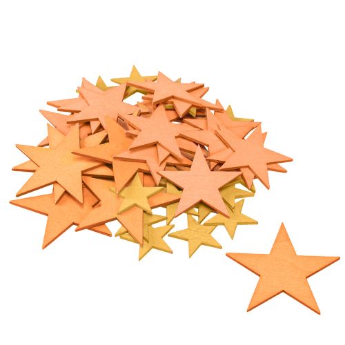 daiktų Išsklaidytos dekoravimo žvaigždės medinės oranžinės 3 spalvos Ø3,5/5,5/7cm 48 vnt.