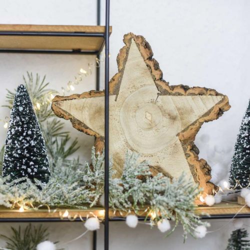 Padėklas iš medžio griežinėlio, kalėdinis, medžio puošmenos žvaigždės, natūralaus medžio Ø20cm