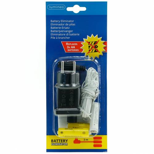 Floristik24 Baterijos adapteris baltas 3m 4,5V 3 x AA