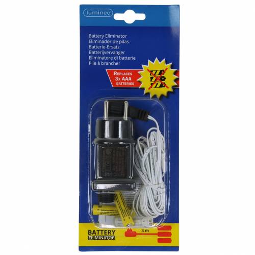 Floristik24 Baterijos adapteris baltas 3m 4,5V 3 x AAA