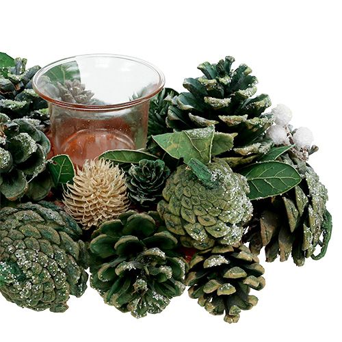 Floristik24 Advento kompozicija 45cm žalia 4 arbatinėms žvakutėms