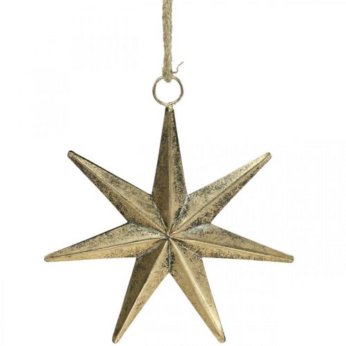 Kalėdinės dekoracijos žvaigždės pakabukas auksinės antikvarinės išvaizdos P19,5 cm