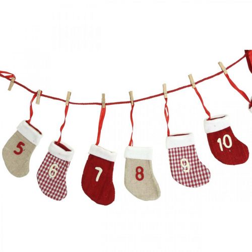 Advento kalendorius užpildyti kalėdines kojines raudonos 2m