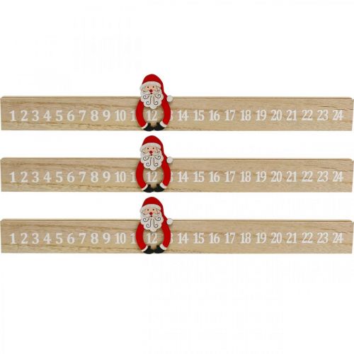 Floristik24 Advento kalendorius medinis advento juostelė deko adventas 48,5cm 3vnt