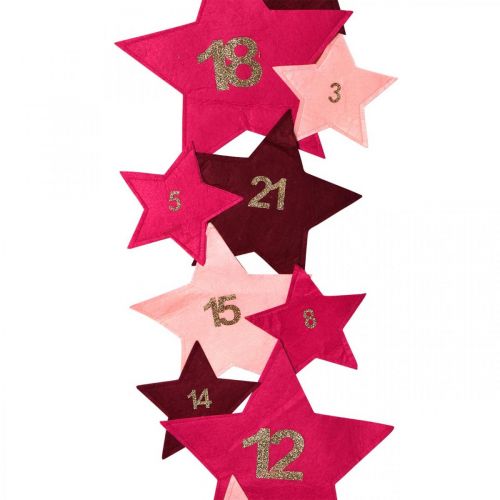 daiktų Advento kalendorius užpildyti save jaučiamos rožinės, raudonos H2m žvaigždės