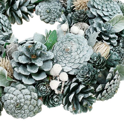 Advento vainikas su kūgiais žalias Ø35cm | Floristik24.lt