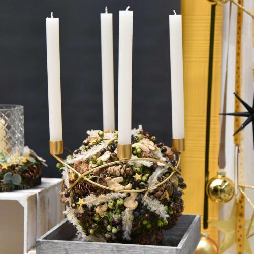 daiktų Žvakidė auksinė Advento vainikas metalinis Kūginėms žvakėms Ø24cm