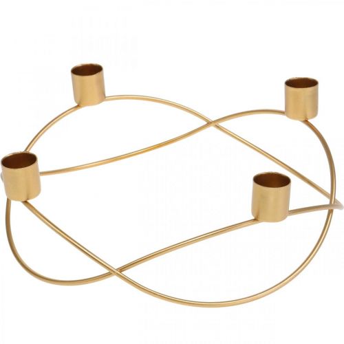 Floristik24 Žvakidė auksinė Advento vainikas metalinis Kūginėms žvakėms Ø24cm