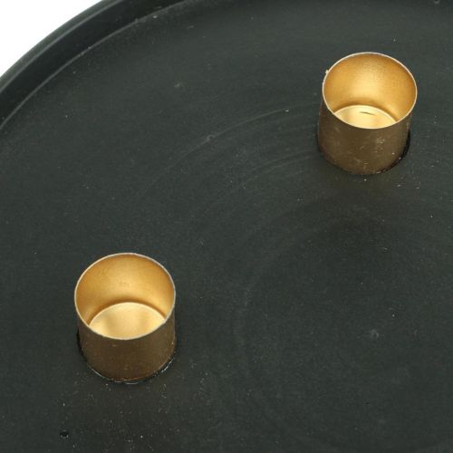 Floristik24 Žvakė metalinė Advento vainikas juodas, auksinis Ø24cm
