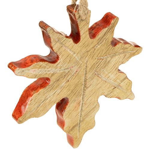 Floristik24 Klevo lapo medžio dekoracija, rudeniškai žalia, raudonai ruda, aukštis 10 cm, 6 vnt.