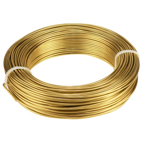 Aliuminio viela 2 mm, rankdarbių viela, dekoratyvinė viela, auksinė, 60 m, 500 g
