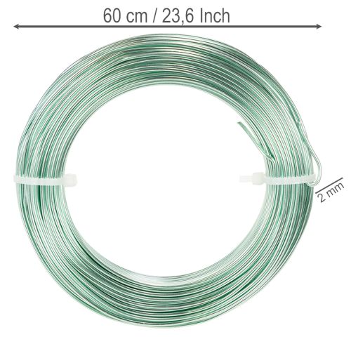 Aliuminio viela 2 mm, dekoratyvinė viela, rankdarbių viela 60 m, 500 g | Floristik24.lt
