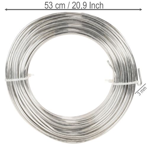 Aliuminio viela, sidabrinė, 3 mm, kūrybiniams projektams, 1 kg | Floristik24.lt