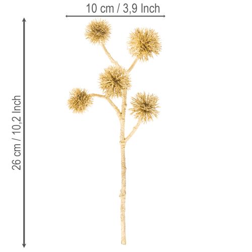 Dirbtinės gintaro spalvos vaisiaus šakelės, auksinės dekoracijos, 26 cm, 6 vnt. rinkinys | Floristik24.lt
