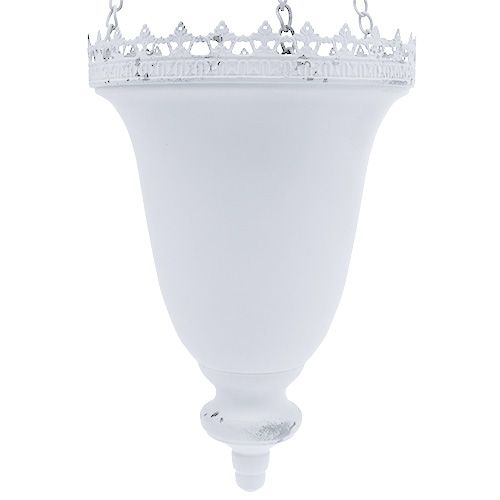 Floristik24 Metalinis pakabinamas krepšelis baltas Ø21cm H30cm