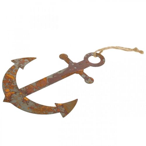 Floristik24 Inkaras pakabinimui, jūrinio metalo apdaila sidabrinė, patina H19,5cm