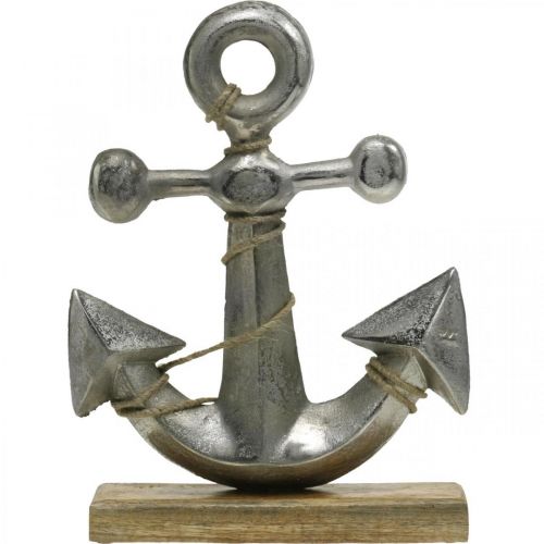 Floristik24 Inkaras pagamintas iš metalo, jūrinė apdaila, jūrinė jūros dekoracija sidabrinė, natūralios spalvos H32cm