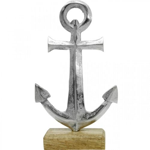 Floristik24 Inkaras iš metalo, vasarinė apdaila, jūrinė apdaila Sidabras, natūralus H24,5cm