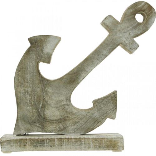 daiktų Inkaras iš medžio, dekoratyvinis inkaras, shabby chic, baltas, natūralus, 22 cm