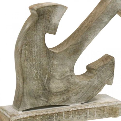 daiktų Inkaras iš medžio, dekoratyvinis inkaras, shabby chic, baltas, natūralus, 22 cm