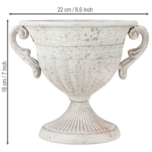 daiktų Antikvarinis trofėjus su rankenomis metalo apdaila vintažiškai pilka balta H18cm