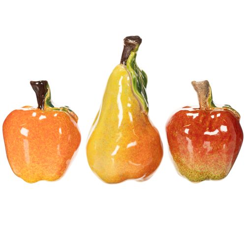 Dirbtinių vaisių rinkinys, obuolių, kriaušių, dekoratyvinis elementas, rudeninis, 12 cm, 3 vnt.