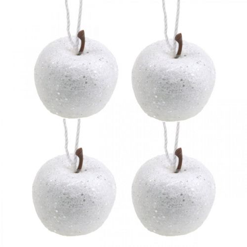 Floristik24 Deco mini obuolių blizgučiai balti eglutės papuošimai Ø3,5cm 24 vnt