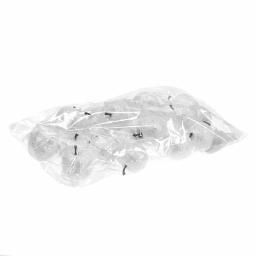 Floristik24 Deco mini obuolių blizgučiai balti eglutės papuošimai Ø3,5cm 24 vnt