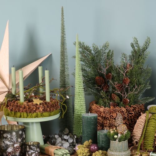 Dirbtinė Kalėdų eglutė su mediniu pagrindu kalėdinėms dekoracijoms, 80 cm | Floristik24.lt