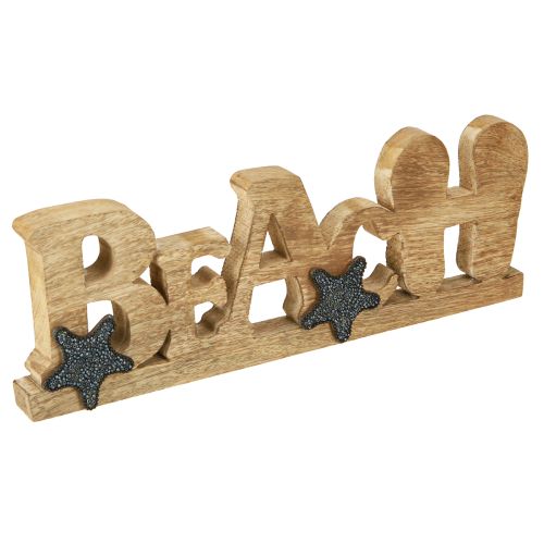 daiktų Stovas su užrašu „Beach“ jūrinė puošmena mediena 35×12cm
