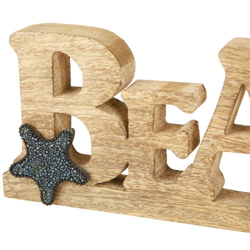 daiktų Stovas su užrašu „Beach“ jūrinė puošmena mediena 35×12cm