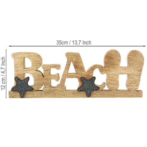 daiktų Stovas su užrašu „Beach“ jūrinė puošmena mediena 35×12cm