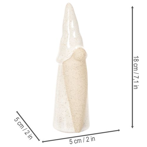 Dekoratyvinė nykštuko figūrėlė, šviesios keramikos, skandinaviško stiliaus, 18 cm, 3 dalys | Floristik24.lt