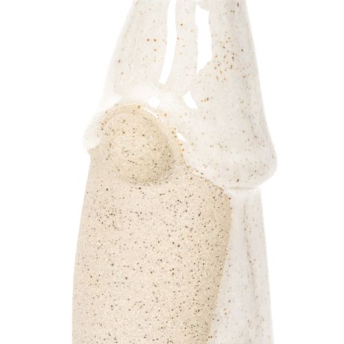 Dekoratyvinė nykštuko figūrėlė, šviesios keramikos, skandinaviško stiliaus, 18 cm, 3 dalys | Floristik24.lt