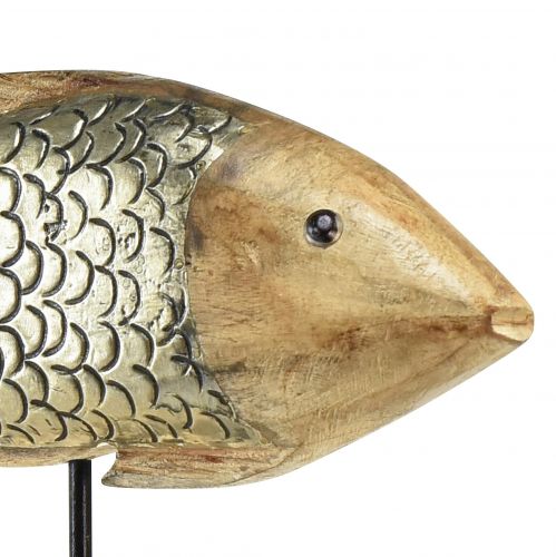 daiktų Medinė žuvytė su metaline apdaila žuvies puošmena 35x7x29,5cm
