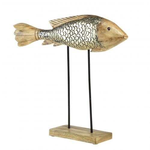 daiktų Medinė žuvytė su metaline apdaila žuvies puošmena 35x7x29,5cm