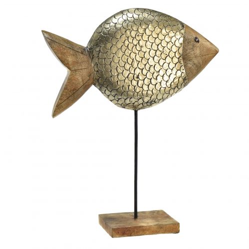 daiktų Medinis metalinis dekoratyvinis žuvis jūrinis žalvaris 33x11,5x37cm
