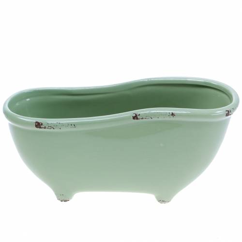 Floristik24 Dekoratyvinė vonia keraminė pilka, žalia rūšiuota 22cm x 10cm H10cm rinkinys iš 3 vnt.