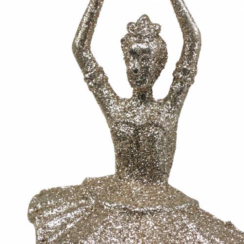 Floristik24 Eglutės papuošimai balerina šampano blizgučiai 18cm 6vnt