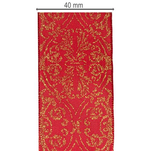 Dovanų juostelė su šventiniu raštu rankdarbiams ir dekoravimui, 40 mm x 15 m | Floristik24.lt