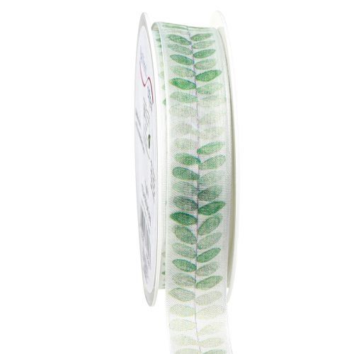 daiktų Kaspinas Žali lapai Organza Juostelė Dekoratyvinė juostelė 25mm 18m