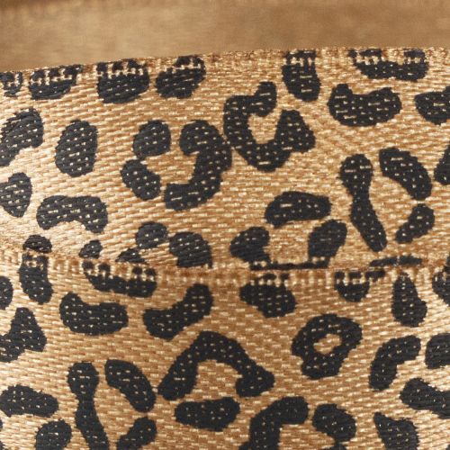 daiktų Šilkinė juostelė su leopardo raštu, ruda ir juoda, 15 mm, 18 m